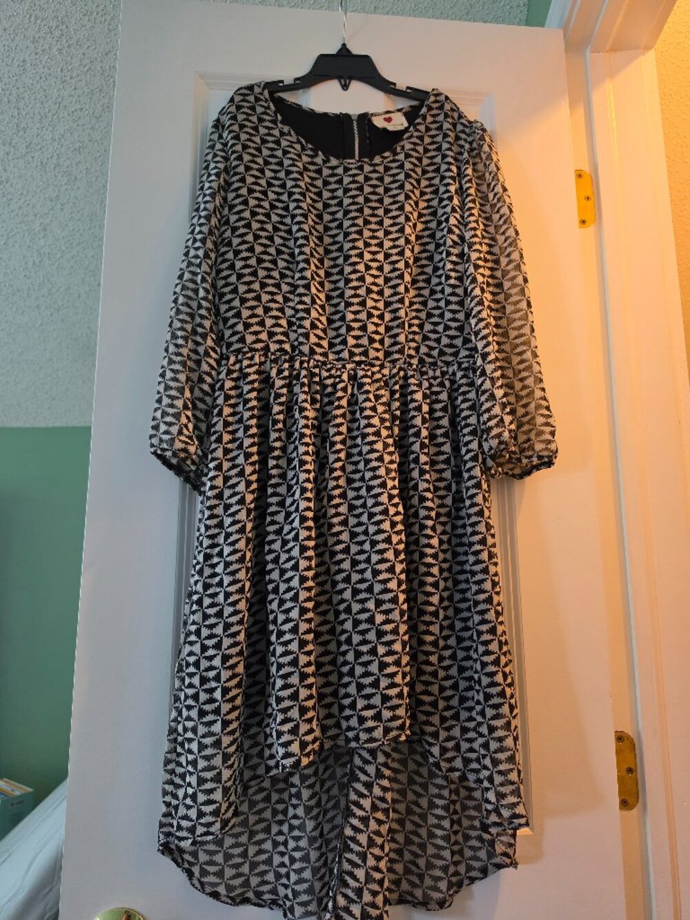 Midi length hi low hem pattern dress